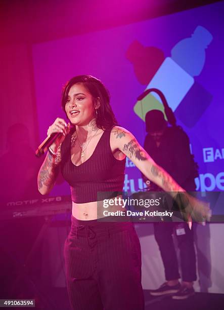 Kehlani performs at vitaminwater and The Fader unite to "HYDRATE THE HUSTLE" for the fifth anniversary of #uncapped concert series on October 2, 2015...