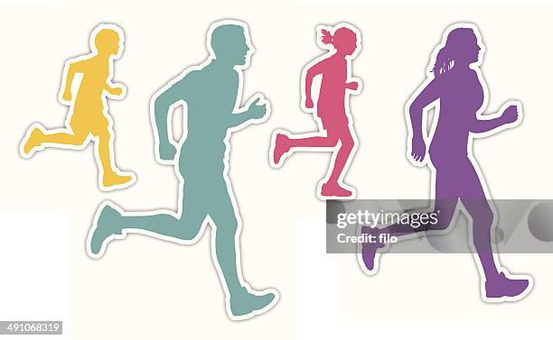 family fitness - running man stock illustrations
