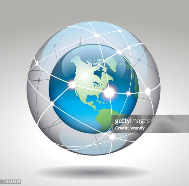 earth in syberspace - glass globe stock illustrations