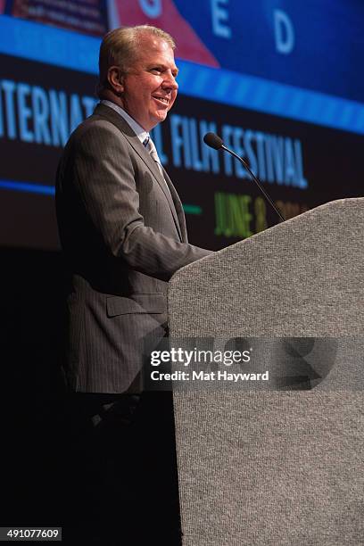 City of Seattle Mayor Ed Murray speaks on stage during opening night of the Seattle International Film Festival at McCaw Hall on May 15, 2014 in...