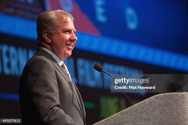 City of Seattle Mayor Ed Murray speaks on stage during opening night of the Seattle International Film Festival at McCaw Hall on May 15, 2014 in...