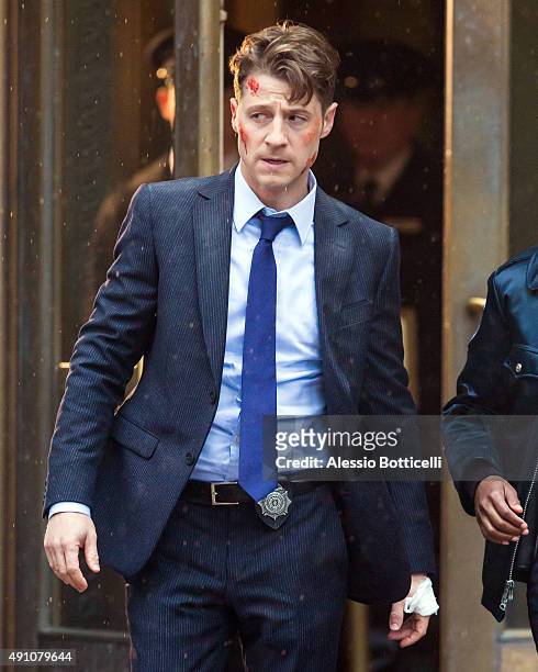 Ben McKenzie is seen filming 'Gotham' on October 2, 2015 in New York City.