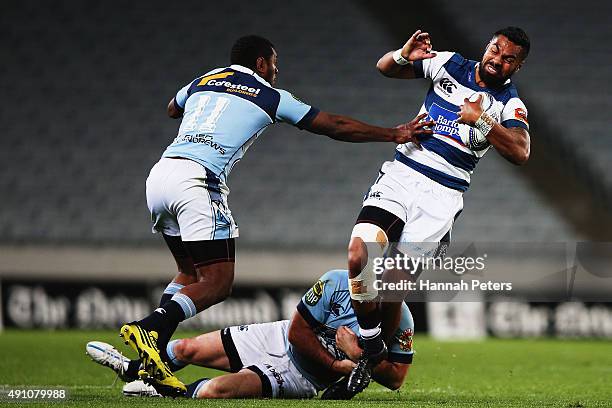 Lolagi Visinia of Auckland charges forward during the round eight ITM Cup match between Auckland and Northland at Eden Park on October 3, 2015 in...