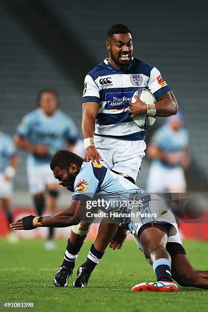 Lolagi Visinia of Auckland charges forward during the round eight ITM Cup match between Auckland and Northland at Eden Park on October 3, 2015 in...