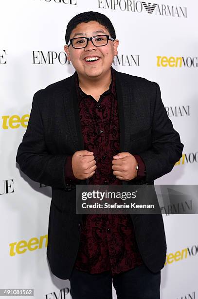 Actor Rico Rodriguez attends Teen Vogue Celebrates the 13th Annual Young Hollywood Issue with Emporio Armani on October 2, 2015 in Beverly Hills,...