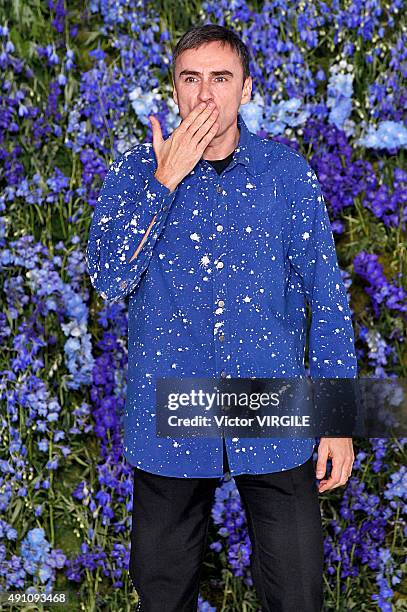 Fashion designer Raf Simons walks the runway during the Christian Dior Ready to Wear show as part of the Paris Fashion Week Womenswear Spring/Summer...