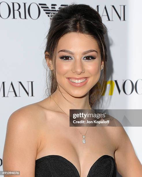 Actress Kira Kosarin arrives at Teen Vogue's 13th Annual Young Hollywood Issue Launch Party on October 2, 2015 in Los Angeles, California.