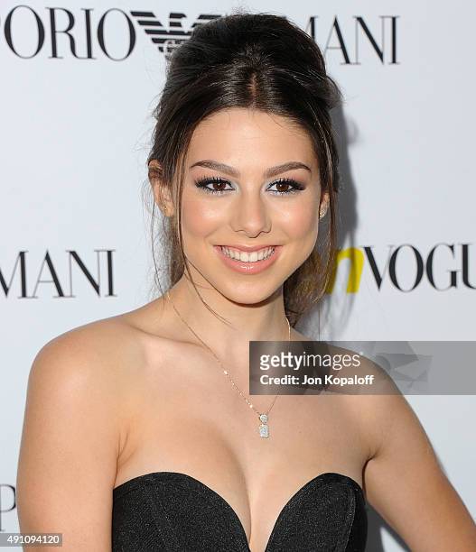 Actress Kira Kosarin arrives at Teen Vogue's 13th Annual Young Hollywood Issue Launch Party on October 2, 2015 in Los Angeles, California.