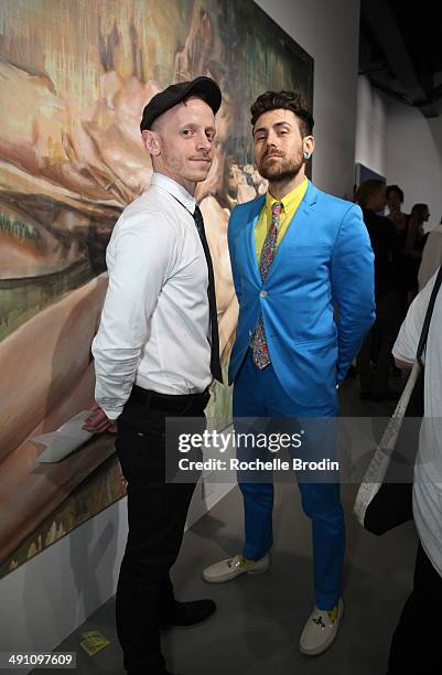 Artist Aaron Nagel and Davey Havok attend the grand opening of De Re Gallery on May 15, 2014 in West Hollywood, CA.