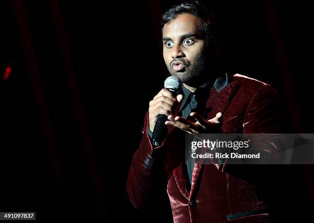 Comedian Aziz Ansari performs at TPAC Jackson Hall during the Bud Light Presents Wild West Comedy Festival - Aziz Ansari on May 15, 2014 in...