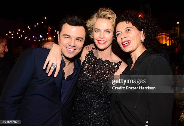 Director Seth MacFarlane, actress Charlize Theron and Universal Pictures Co-Chair Donna Langley attend the after party for the premiere of Universal...
