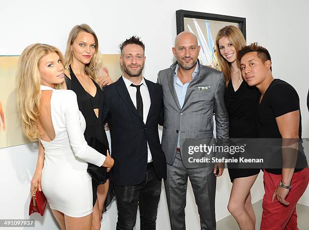 Charlotte Mckinny, Sarah DeAnna, Mike Segato, Steph Sebbag, Michelle Bof, and John Tew attend the grand opening of De Re Gallery on May 15, 2014 in...