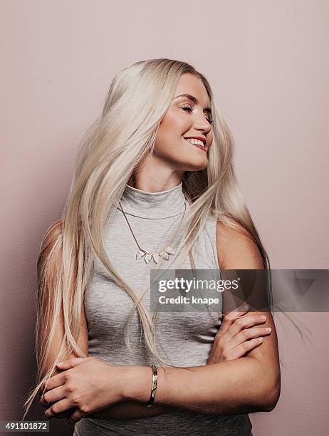 beautiful woman with long pretty hair - beautiful blond hair stock pictures, royalty-free photos & images