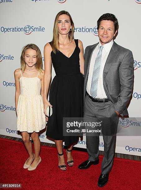 Ella Rae Wahlberg, Rhea Durham; Mark Wahlberg attend Operation Smile's 2015 Smile Gala event held at The Beverly Wilshire Four Seasons Hotel on...