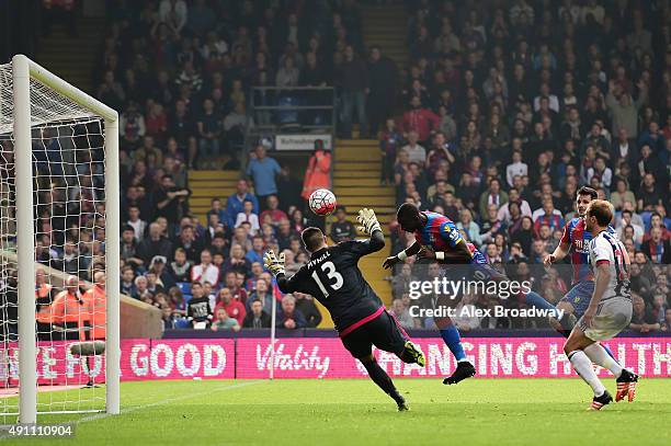 Yannick Bolasie of Crystal Palace scores his team's first goal during the Barclays Premier League match between Crystal Palace and West Bromwich...