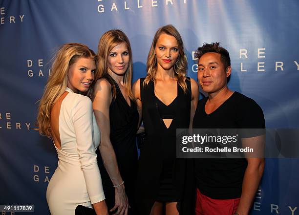 Charlotte Mckinny, Michelle Bof, Sarah DeAnna, and John Tew attend the grand opening of De Re Gallery on May 15, 2014 in West Hollywood, CA.