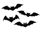 Black bats set on a white background