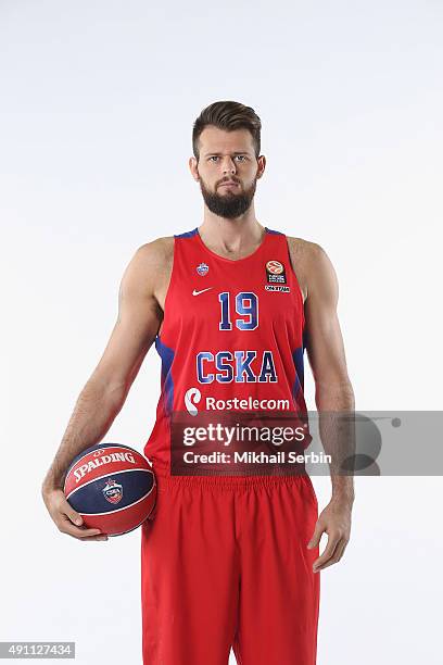 Joel Freeland, #19 of CSKA Moscow during the 2015/2016 Turkish Airlines Euroleague Basketball Media Day at Universal Sports Hall CSKA on October 1,...