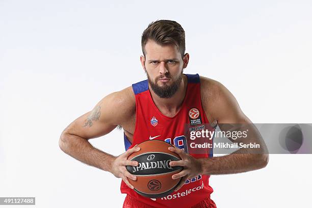Joel Freeland, #19 of CSKA Moscow during the 2015/2016 Turkish Airlines Euroleague Basketball Media Day at Universal Sports Hall CSKA on October 1,...