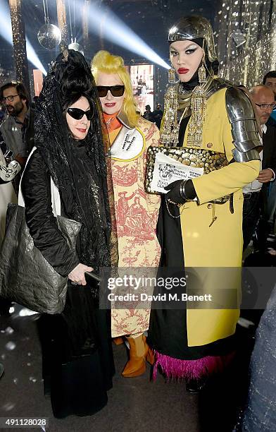 Diane Pernet, Pam Hogg and Daniel Lismore attend the Vivienne Westwood show as part of the Paris Fashion Week Womenswear Spring/Summer 2016 on...