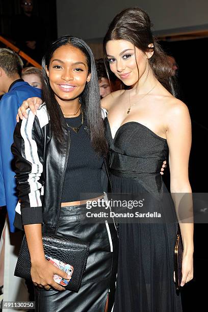 Actresses Yara Shahidi and Kira Kosarin attend Teen Vogue Celebrates the 13th Annual Young Hollywood Issue with Emporio Armani on October 2, 2015 in...