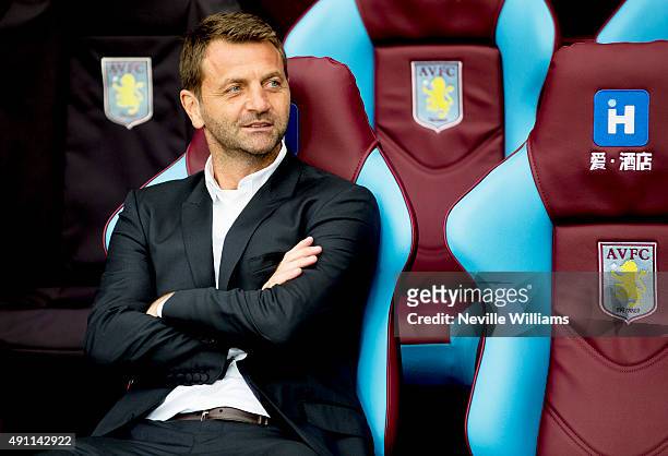 Tim Sherwood manager of Aston Villa during the Barclays Premier League match between Aston Villa and Stoke City at Villa Park on October 03, 2015 in...