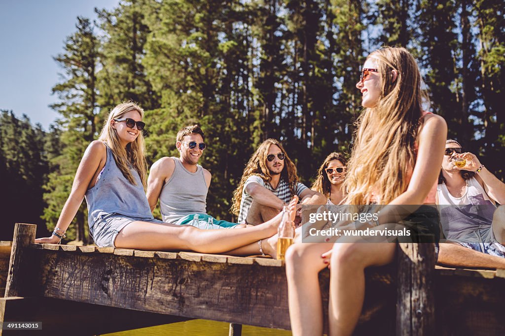 Friends on a jetty