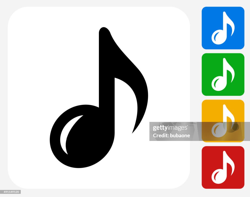 Music Note Icon Flat Graphic Design