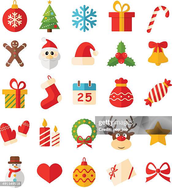 flache weihnachts-icons-illustration - weihnachtsbaum freisteller stock-grafiken, -clipart, -cartoons und -symbole