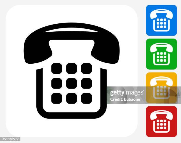 illustrazioni stock, clip art, cartoni animati e icone di tendenza di icona grafica design piatto di telefono - landline phone