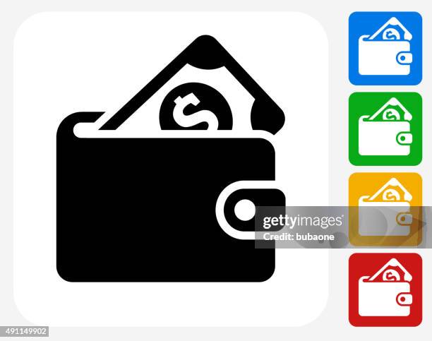 geldbörse mit geld symbol flache grafik design - financial item stock-grafiken, -clipart, -cartoons und -symbole