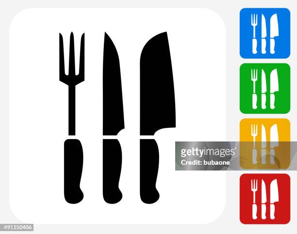 utensils icon flat graphic design - butcher knife stock illustrations