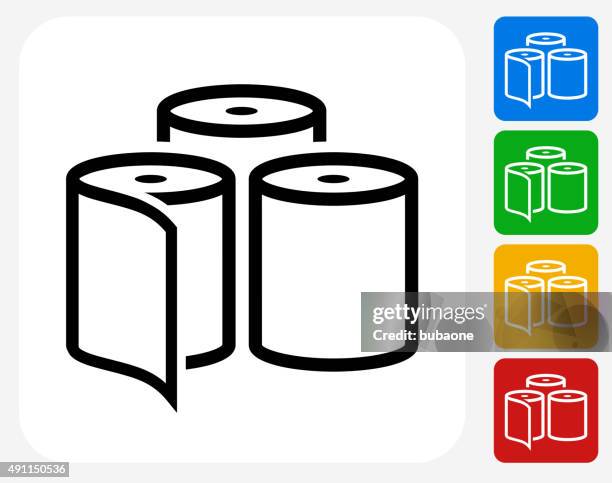 toilet paper icon flat graphic design - toilet paper stock illustrations