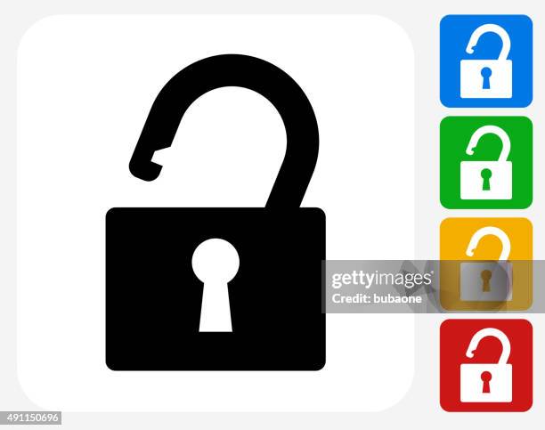 ilustraciones, imágenes clip art, dibujos animados e iconos de stock de bloqueo de seguridad planos iconos de diseño gráfico - unlocking