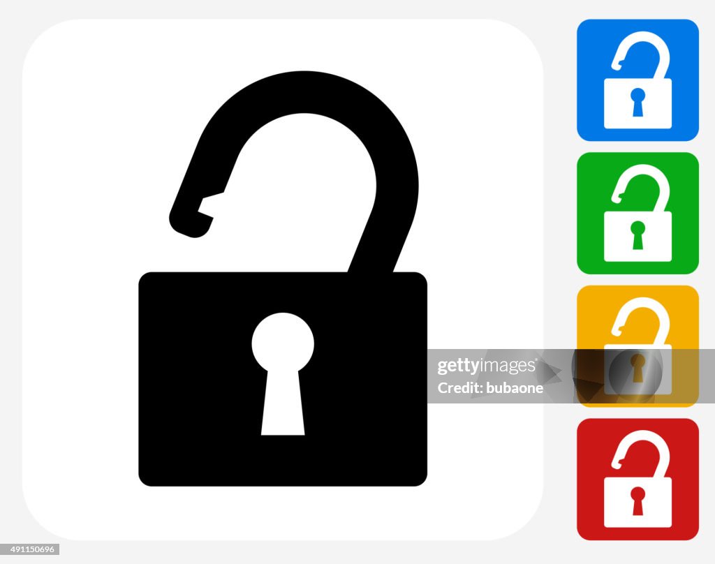 Security Lock Icon Flat Graphic Design