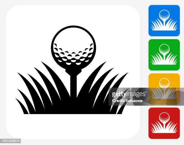 golf ball icon flat graphic design - golf tee stock illustrations