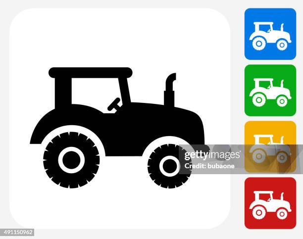 tractor icon flat graphic design - tractor isolated stock illustrations