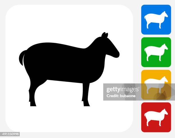 sheep icon flat graphic design - sheep wool stock illustrations