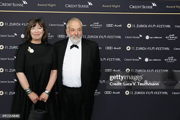 Marion Bailey and Mike Leigh attend the Award Night during the Zurich Film Festival on October 3, 2015 in Zurich, Switzerland.