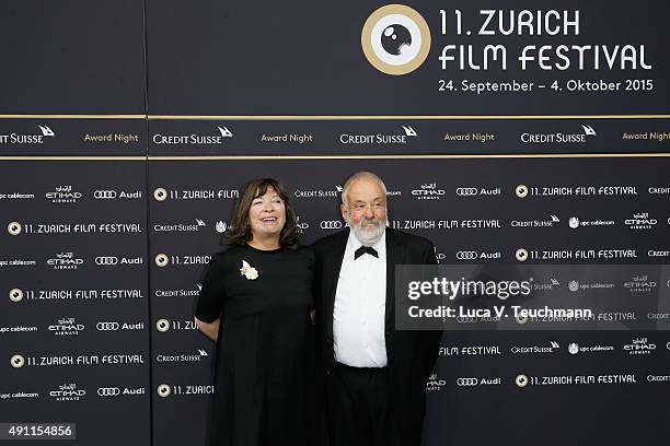 Marion Bailey and Mike Leigh attend the Award Night during the Zurich Film Festival on October 3, 2015 in Zurich, Switzerland.