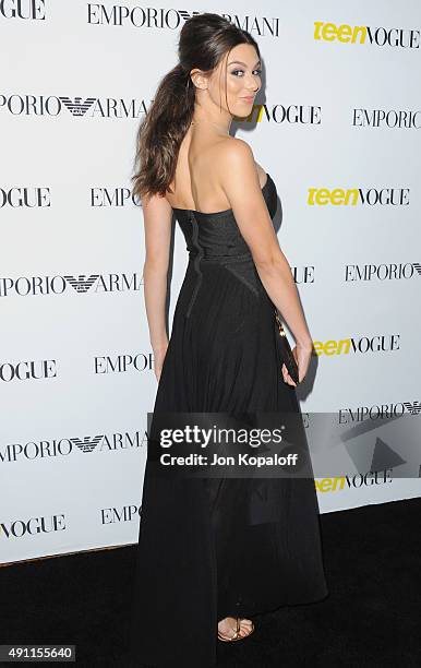 Actress Kira Kosarin arrives at Teen Vogue's 13th Annual Young Hollywood Issue Launch Party on October 2, 2015 in Los Angeles, California.