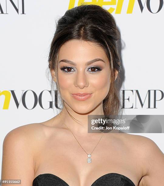 Actress Kira Kosarin arrives at Teen Vogue's 13th Annual Young Hollywood Issue Launch Party on October 2, 2015 in Los Angeles, California.