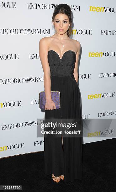 Actress Kira Kosarin arrives at Teen Vogue's 13th Annual Young Hollywood Issue Launch Party on October 2, 2015 in Los Angeles, California.