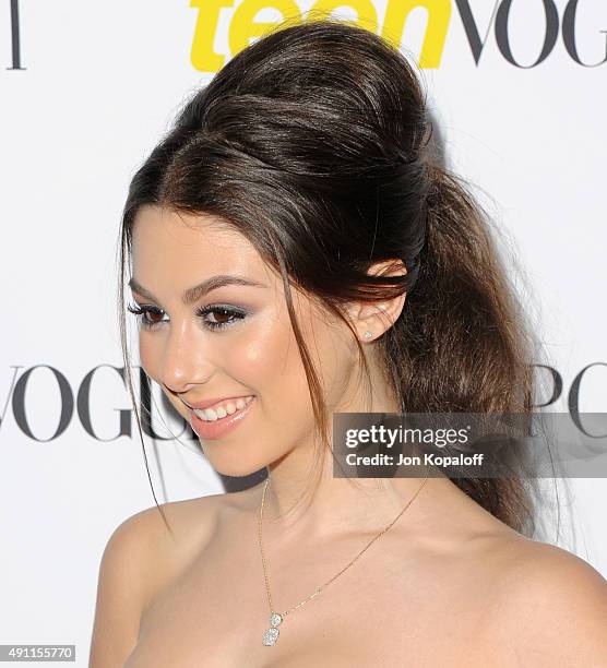 Actress Kira Kosarin arrives at Teen Vogue's 13th Annual Young Hollywood Issue Launch Party on October 2, 2015 in Los Angeles, California.