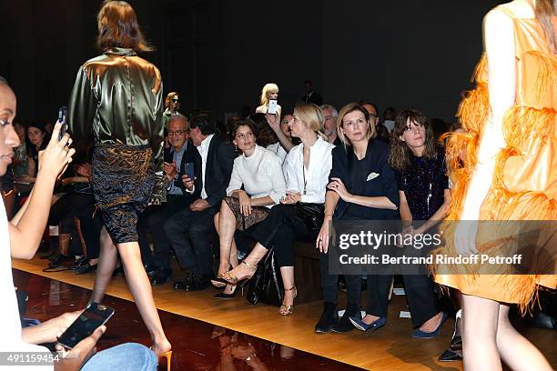 Puig Fashion Division and President of the French Federation of couture and ready-to-wear, Ralph Toledano, Co-Owner of Gaultier, Manuel Puig, Model...