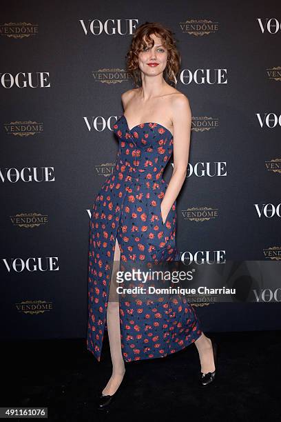Lindsey Wixson attends the Vogue 95th Anniversary Party : Photocall as part of the Paris Fashion Week Womenswear Spring/Summer 2016 on October 3,...