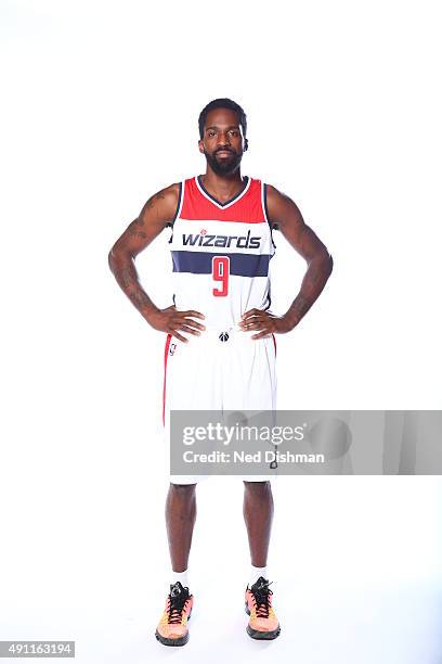 Martell Webster of the Washington Wizards poses for a photo during media day on September 28, 2015 at the Verizon Center in Washington, DC. NOTE TO...