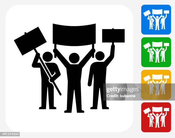 ilustrações de stock, clip art, desenhos animados e ícones de rally grupo ícone flat design gráfico - protest