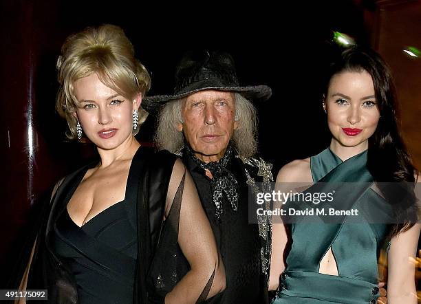 Gia Genevieve, James Goldstein and Emma Miller attend the Hunger Magazine & Vivienne Westwood Paris Fashion Week Event, celebrating the Vivienne...