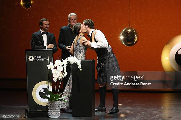 Director Ben Sharrock is seen onstage receiving the ZFF Critics Choice Award at the Award Night Ceremony during the Zurich Film Festival on October...